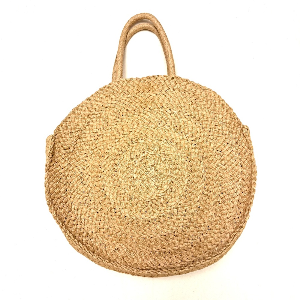 Time and Tru Women's Circle Straw Tote Bag Natural